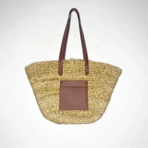 Haute Hippie Jute Straw Leather Bag Beach Tropical Bag Pool